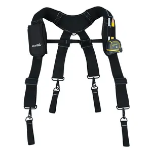 MELOTOUGH Work Belt Suspender Tool Belt Suspenders Bag Suspenders for Men Heavy Duty with Gel Shoulder Pad Detachable Phone Holder for Construction/Electrician/tool  belt Heavy-Duty Leather Heavy Duty suspender Heavy Duty multi-functional tool tool  vest