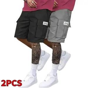 Men's Workout Shorts Set 2 Pieces - Durable Ripstop Fabric, Adjustable Waistband | Ideal for Gym, Hiking & Construction Site, Great Value Summer Outfit