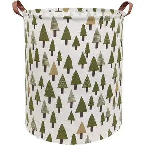 Large Storage Bins Canvas Fabric Collapsible Storage Baskets for Home Office Toy Organizer Home Decor (Tree)