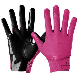 Cutters Rev Pro 5.0 Pink Football Receiver Gloves - Air C-TACK Grip, Lightweight Design, All-Weather Performance, Machine Washable - Football Accessories