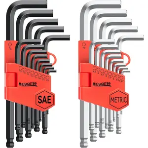 Allen Wrench Set, 26PCS Metric (1.27-10mm) & SAE (0.05"-3/8") Allen Key Set, L-Hex Key Set With Long Arm Ball End,Visible Size-Marked For Bicycle - Appliance Repair, Furniture Assembly 53  pcstoolset