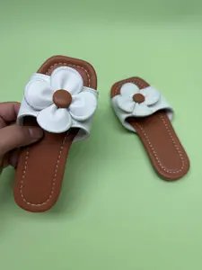 Girls' Floral Slippers Fashion Princess Slip-Ons Summer New Arrival, Cute Style PU Material Rubber Sole, Shoes