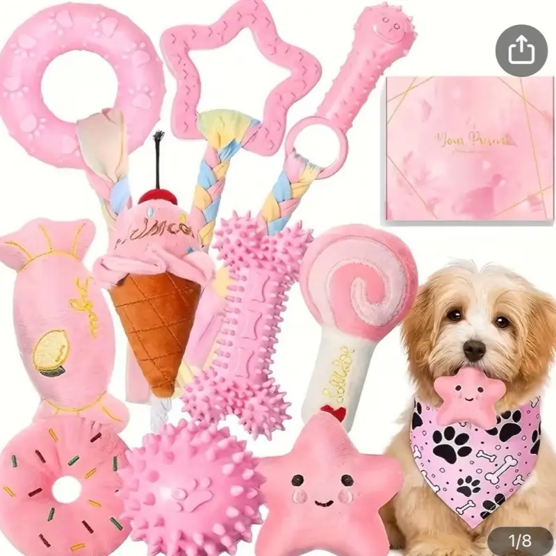 5-Pc Puppy Teething Chew Toys Set - Interactive, Squeak, Plush, Surprise with Secret Hidden Toy for Puppies, Interactive Toys