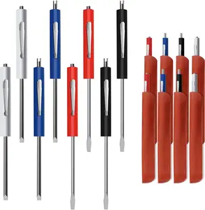 8 count Pocket  Set with 8 count Synthetic Leather Cases, Removable  Pen,  Slotting, Valve Core Tool Mini  with Dual Bits