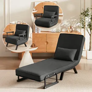 Sleep Chair Bed, Comfy Convertible Sleeper Chairs for Adults, 5 in 1 Folding Sofa Bed with 5-Position Adjustable Backrest & Pillow, Cozy Small Chair Couch for Small Spaces, Office