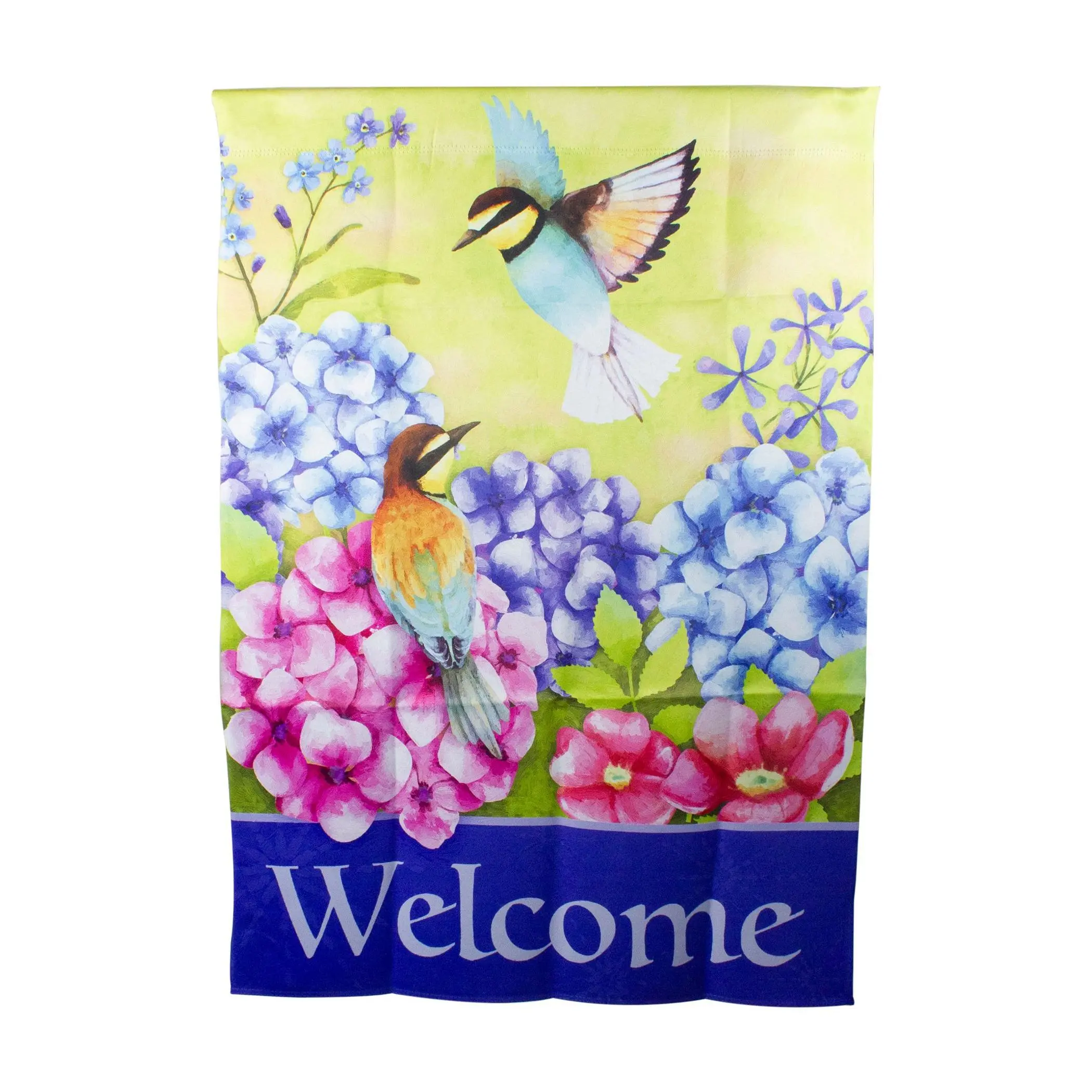 Northlight Welcome Floral Hummingbird House Flag 28" x 40"