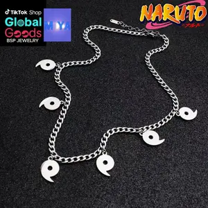 Naruto Magatama Necklace, Japanese Amulet Pendant, Anime Cosplay Jewelry, Ninja Clan Symbol Necklace for Men Women, Otaku Gift for Fans & Collectors
