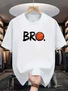 Men'S Unisex Casual Crew Neck Short-Sleeve T-Shirt - Retro Basketball Graphic Print, Loose Fit Urban Streetwear, Machine Washable All-Season Comfort, White With Black Geometric Design, Comfortable Clothing Easy Care Top