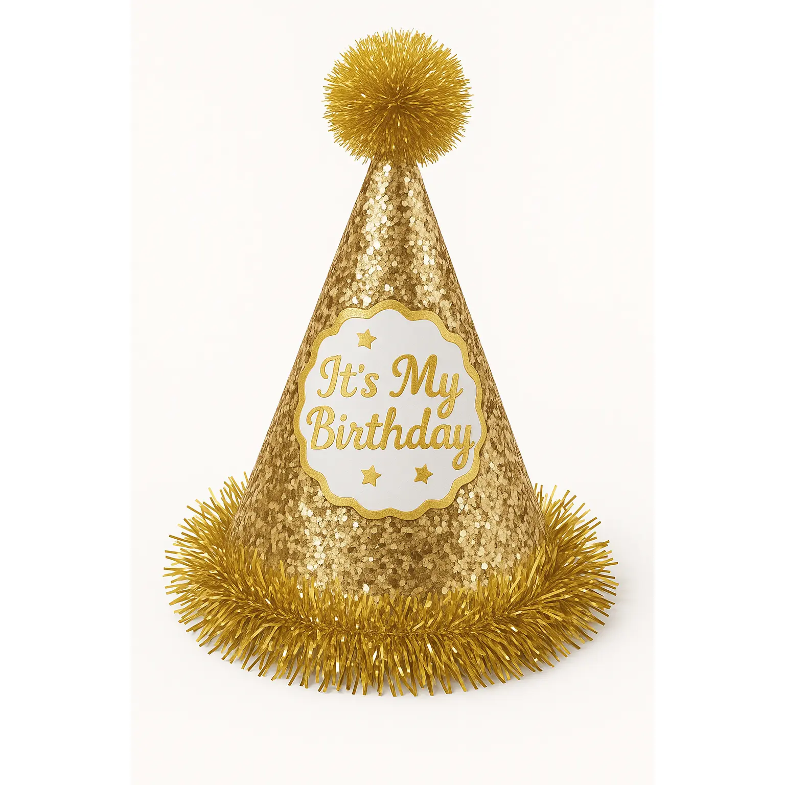 Sparkling Gold Birthday Cone Hat