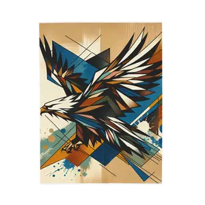 Hawk in Flight with Artistic Flair - Plush Blanket