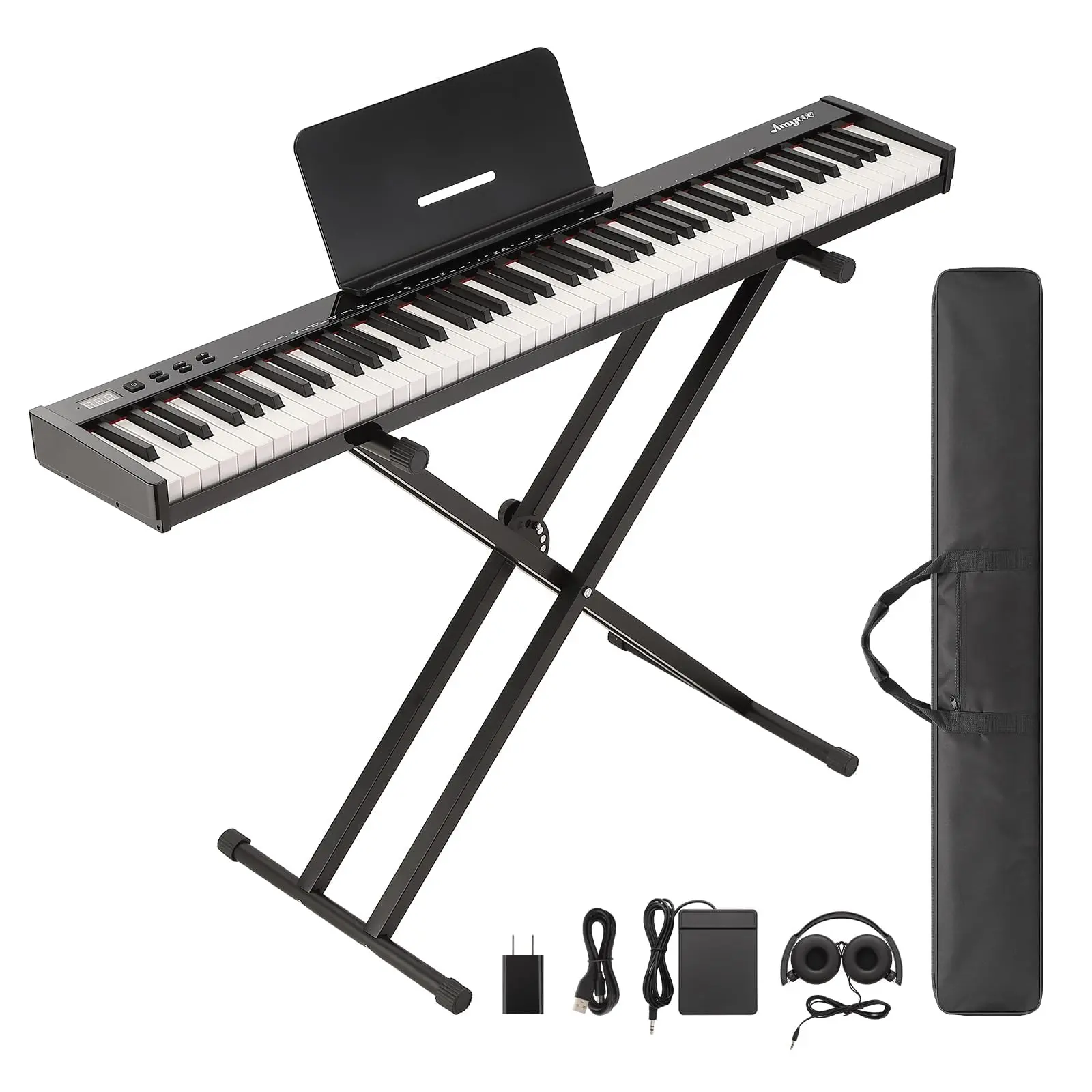 Garvee 88-Key Portable and Weighted Digital Piano Keyboard with Accessories, Compact Design, Stand, Headphones, Sustain Pedal, Handbag, and Bluetooth Connectivity for Music Learners, Beginners, and Professionals