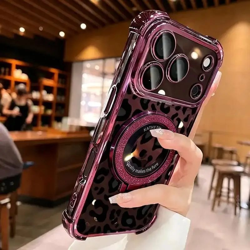 Sexy Leopard Stand Case Cover, for iPhone 18 Pro Max 17 Air,16 Plus,15,14,13,12,11 & Samsung Galaxy S26,S25,S24,S23,S22,Transparent Soft Silicone Cover.4-Corner Drop Protection, Non-Yellowing Shockproof, Gift for Her,Durable Cove 995