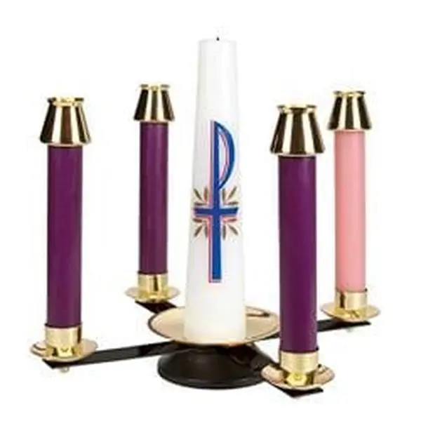 Christian Brands High-Quality Solid Metal Advent Wreath - Wrought Iron & Brass, Traditional Look Religious Decor for Indoor & Church Use (Model YC951), Room Decor Home Supply