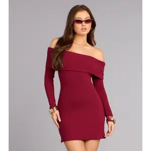 Soft Spoken Confidence Rib Knit Mini Dress