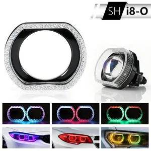 Iridescent Angel Eye Halo Rings,Bluetooth APP Control RGB Multi-mode,APP Control DRL Daytime Running Light,Car Headlight Decoration