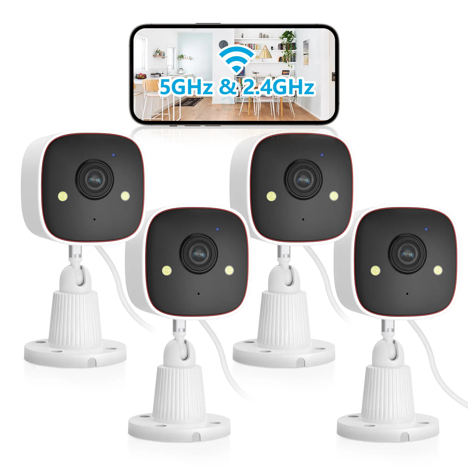 Jennov Outdoor/Indoor Security Cameras , 2K 2.4g/5ghz wifi HD Color Night Vision/AI Human Motion Detection /2-Way Audio/IP66 Waterproof Monitor Security Camera for Home,Cloud & 128GB SD Card Storage ,camara de seguridad,baby camera monitor