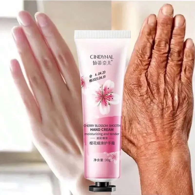 Moisturizing Hand Cream for Dry & Cracked Hands | Deep Hydration, Softens Rough Skin, Fast Absorbing Anti-Dryness Hand Lotion | Cherry Blossom, Peach & Lemon Scent | 30g