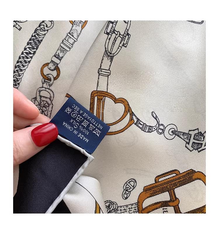 Dandana Scarf Versatile Silk Scarf with Saddle Buckle, Hair Scarf 100% Mulberry Silk, Women’s Diagonal Satin Silk Square Scarf, Look Rich Viral Scarf