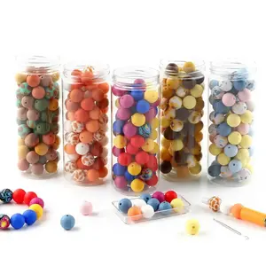 15mm Silicone Bead, 50pcs/set Colorful Bead, Interchangeable Beads, DIY Beading Supplies for Bracelet Necklace Earrings Pendant Making, Acrylic Bead Mix