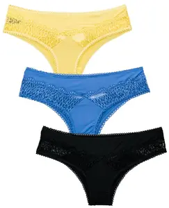 Sexy Panties for Women Lace Back Keyhole Underwear Small - 3X Plus Size 3 Pack Fabric Nylon Love