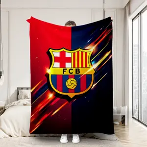 One blanket with a dynamic background featuring the Messi FC Barcelona logo. Ideal for a warm nap, car, or pet. A perfect birthday/holiday gift, suitable for sofas, beds, dorm rooms, hotels, and offices.