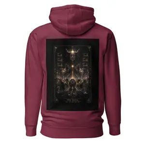 Women's Techno Tarot Devil Hoodie - Shadow-Infused Long-Sleeve Graphics Futuristic Stylish Top (Hood, Long-Sleeve, Graphics, Devil-Themed, Futuristic Women's Hoodies), Hood Women's Hoodies