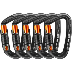Climbing Carabiner Clips 25kN Auto Locking Carabiner, Professional Heavy Duty Large Locking Carabiner Clips for Rock\/Ice Climbing Rappelling Rescue Swing etc, D Shaped, Large Size durable nylon Survival Kit