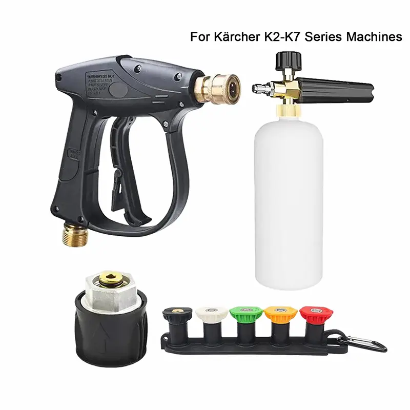 High-pressure Car Water & Foam Sprayer Set, 5-color Nozzles with Rubber Base, 1/4" Quick Connect & M22-14 Adapter for Karcher K-Series, Car Washing & Maintenance Tool, Car Wash Jet, Car Wash Equipment, Car Washing Supplies