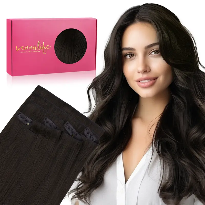 WENNALIFE Invisi Edge Clip in Hair Extensions Seamless Invisible Natural Straight Real Human Hair Chocolate Brown to Caramel Blonde#TikTokShopFallDealsForYou#sohochic