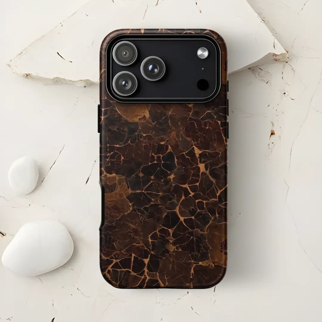 Dark Brown Tortoise IPhone Magesafe / Tough Phone Case, Moody Phone Case, Fall Phone Case, Designed for iPhone 17 16 15 14 13 12