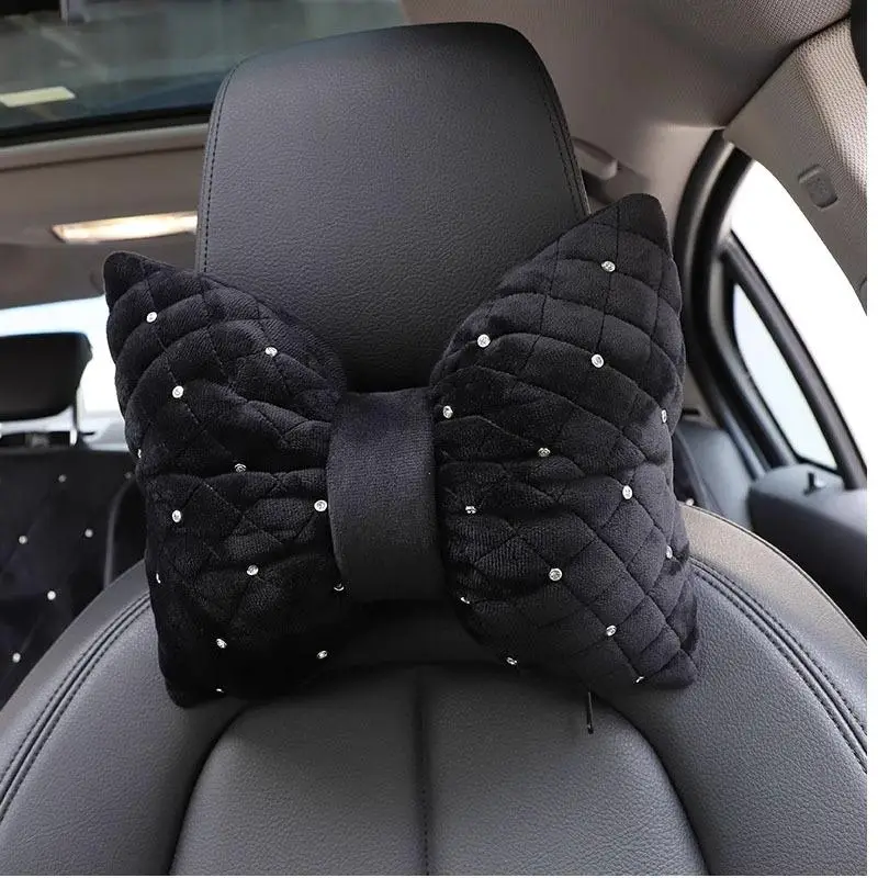 Car Headrest Neck Pillow for Summer, Car Accessories for Girls Boys, Car Stuff, Truck Accessories, Rhinestone Decor Support Car Seat Neck Pillow for C