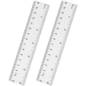 Unjoo Clear Plastic Ruler 6 Inch Straight Rulers, Shatterproof Ruler with Inches and Centimeters for School Classroom, Home, or Office (2pcs)