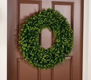Wicker Park 24" Indoor/Outdoor Boxwood Wreath Garden Decorations Garden Ornaments