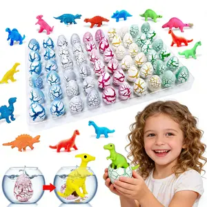 60PCS Small Hatching Dinosaur Eggs for Dinosaur Birthday Party Favors Easter Egg Fillers Goodie Bag Stuffers Classroom Carnival Prizes Pinata Novelty Grow in Water Dino Eggs with Toys Inside