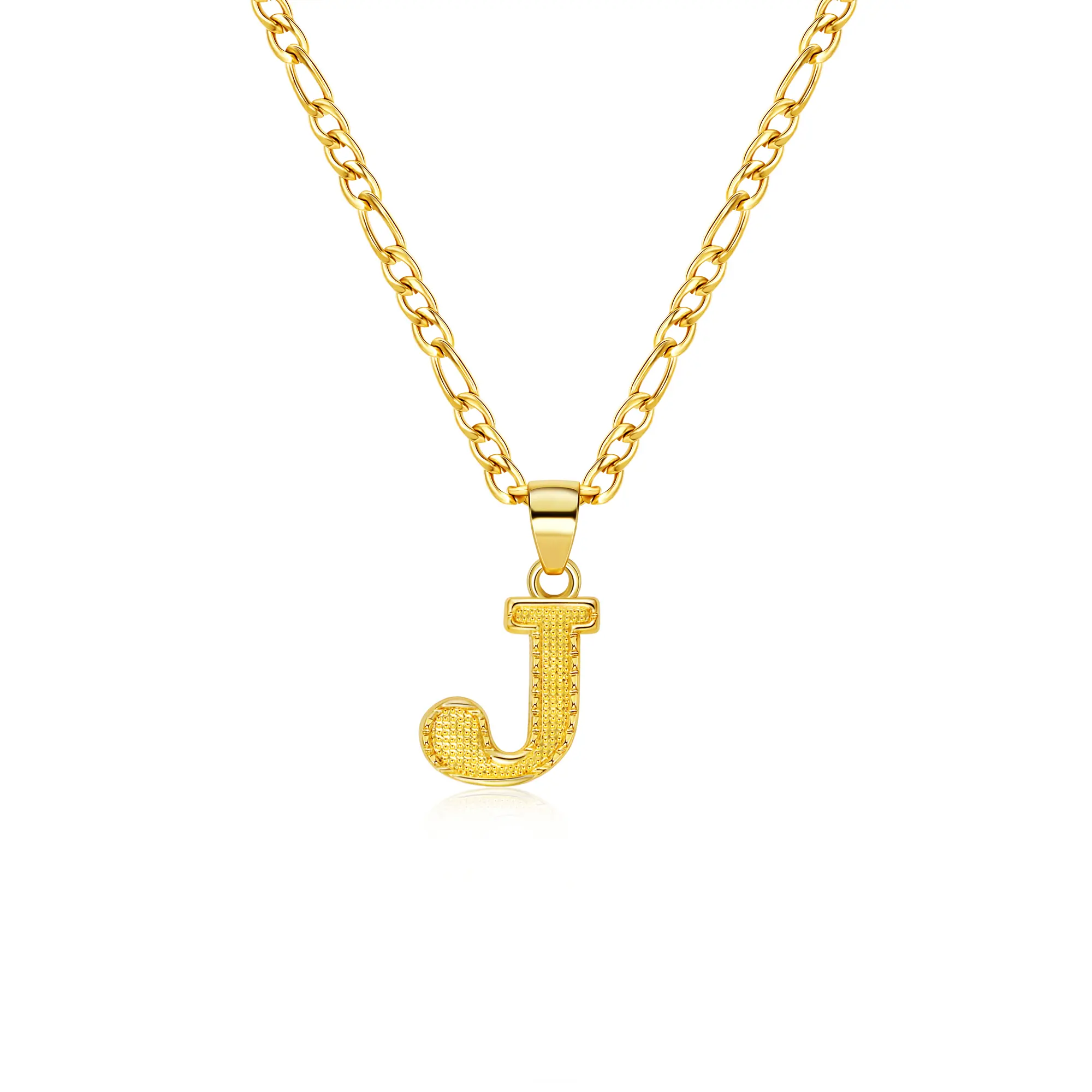 Dainty 14K Gold Plated Women's Men's Initial Pendant Necklace,  Gothic 26 Letter Pendant Necklace, A-Z Figaro Paperclip Chain with Extension Accessory, Christmas Decoration Jewelry