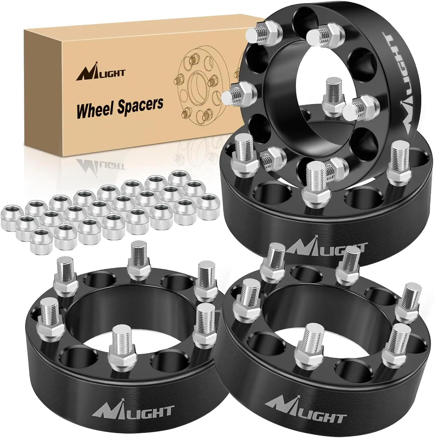 Nilight Aluminum 2-Piece Wheel Spacers for Trucks - 6x5.5 Bolt Pattern, M14x1.5 Studs, 108mm Bore, Compatible with 1999-2021 Chevy Silverado GMC Sierra 1500 Yukon XL Avalanche, 2014-2021 Tahoe Suburban, Automotive Accessories, Car Accessories