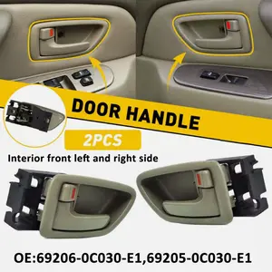 2Pcs Inside Interior Door Handle Front + Rear Set for Toyota Sequoia 2001-2007