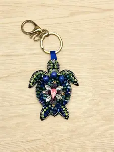 Summer Ocean-Themed Handmade Beaded Bag Charm Keychain, Starfish Shell Crab Design, Perfect for DIY Craft Projects & Accessories, DIY Keychains