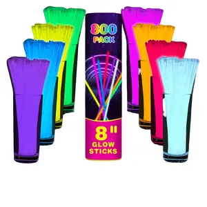 100pcs Glow Stick Party Set, Night Glowing Party Supplies, 8 Inch Super Bright Necklace and Light Up Bracelet with Connector