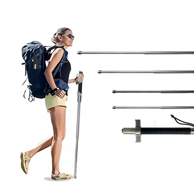Unisex Sturdy Alloy Steel Hiking Trekking Pole - Adjustable, Collapsible (26-37in), Waterproof, Lightweight with TPE Grip for Camping Hiking Support