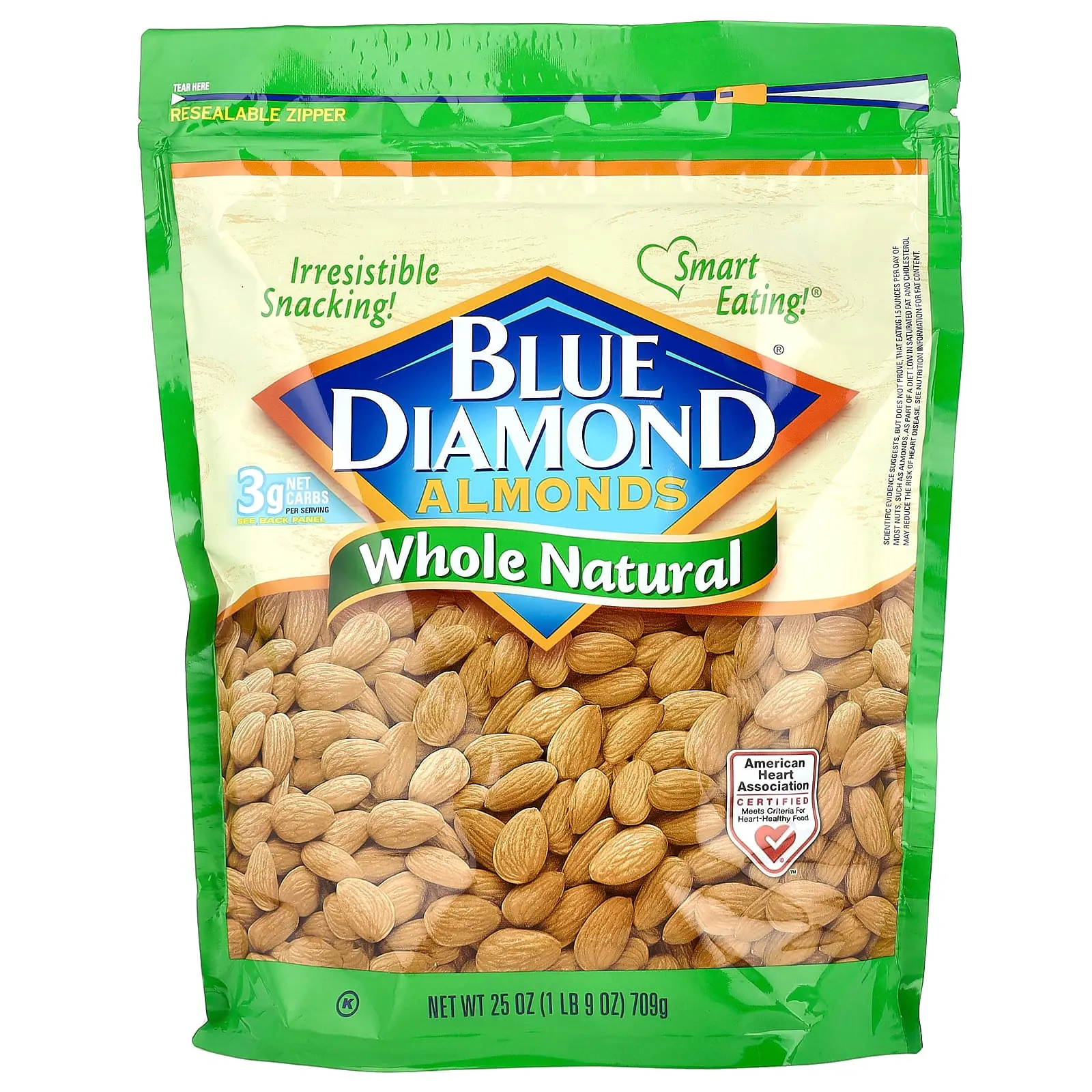 Blue Diamond Almonds, Whole Natural, 25 oz (709 g)