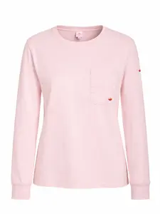 Women's Work Wear FR Pullover Shirt with Pocket, Fitted Basic Long Sleeve Breathable Fabric, Adjustable