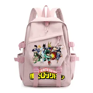 Hero Academia Casual Backpack Lightweight and Practical Travel Cartoon Daypack with Large Capacity and Adjustable Shoulder Straps for Adult Unisex -Pink