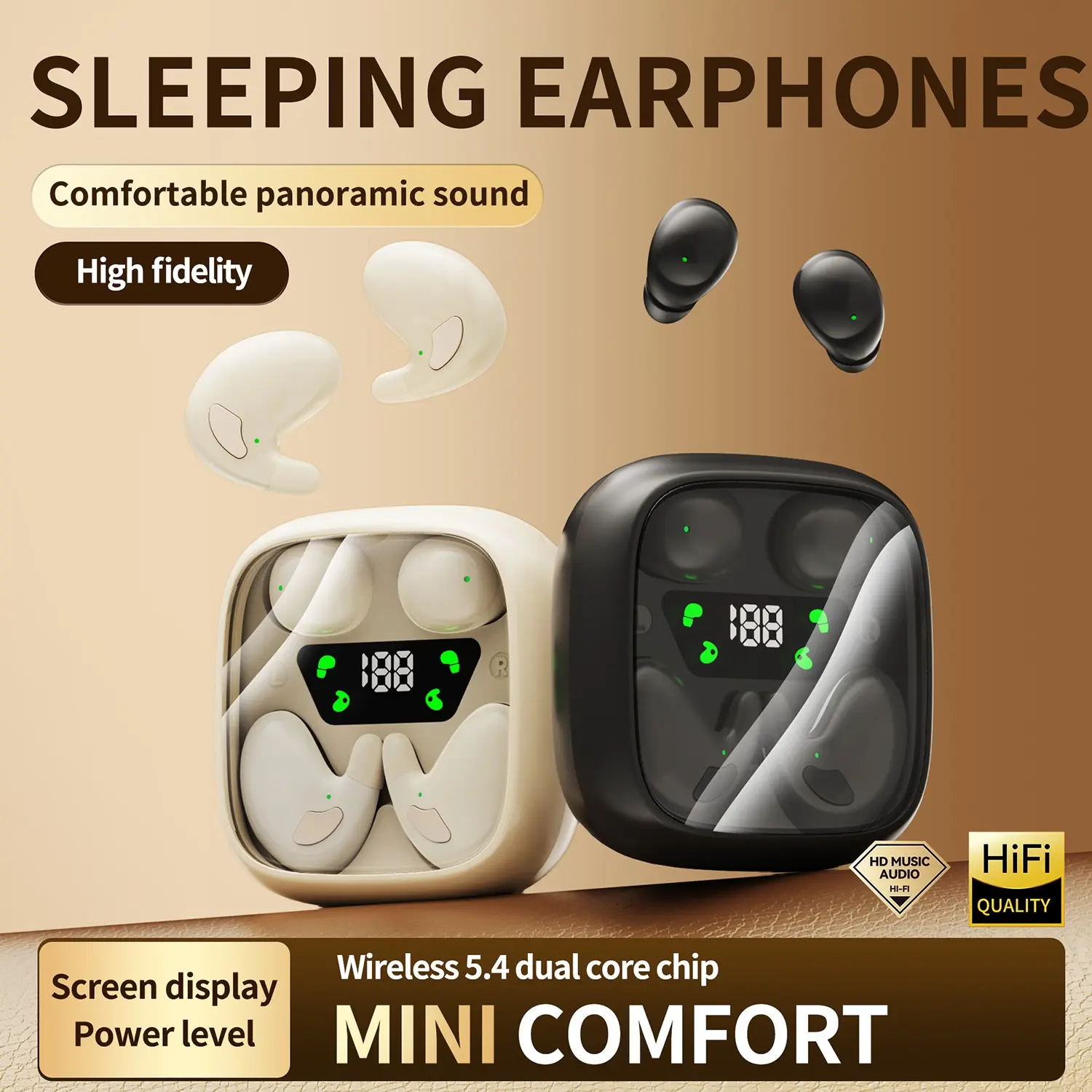 Wireless Headphones, In-ear Design Wireless Noise Cancellation Headphones with Digital Display, Bluetooth-compatible Gaming Headset for Running, Exercising, Sports Earbuds, Wireless Earphones