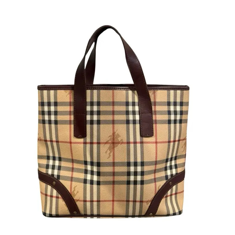 Pre-owned BURBERRY canvas top handle bag novacheck handbag