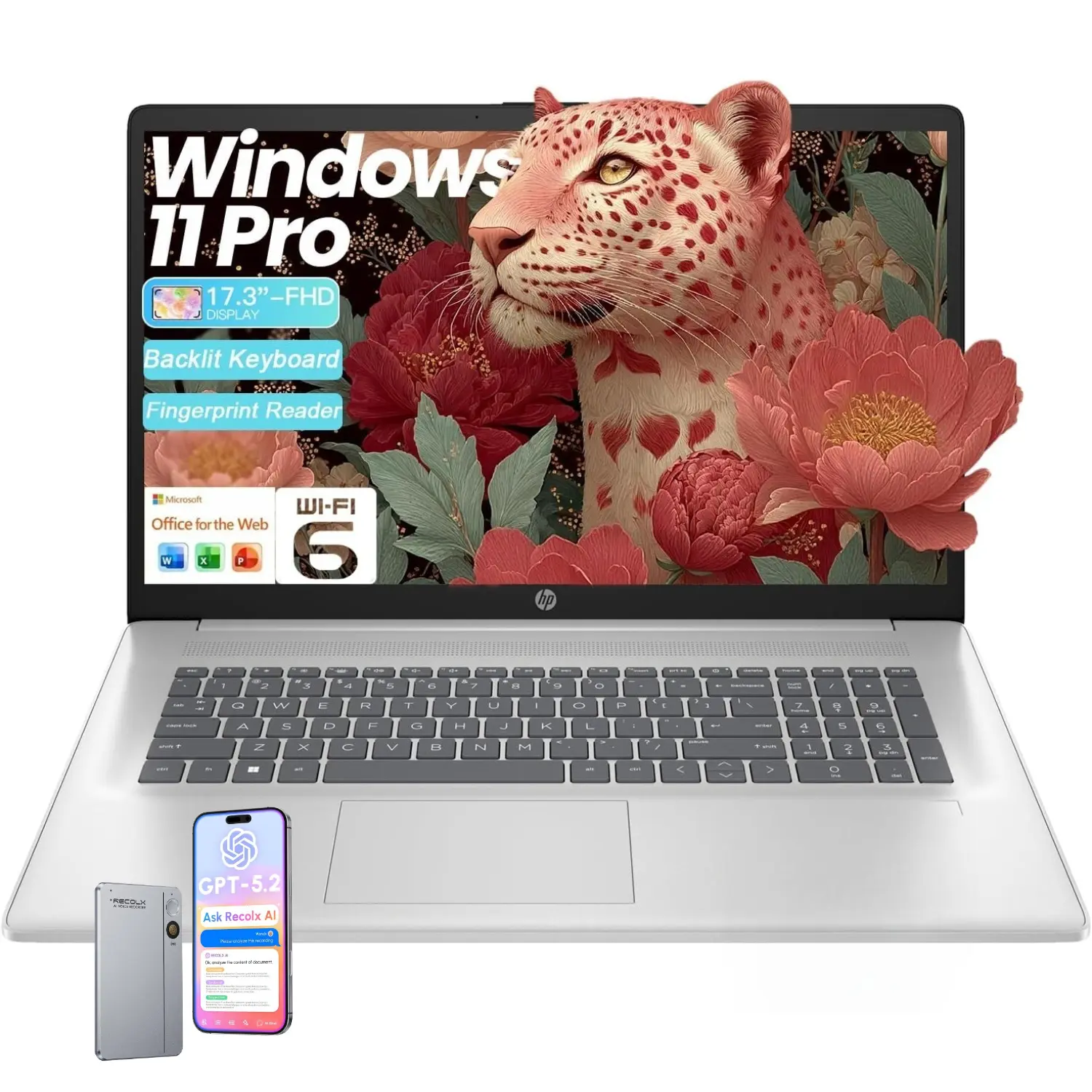 HP Essential Business Laptop, 17.3" FHD Display, Intel Core i5-1334U, up to 32GB RAM, 512GB SSD, Wi-Fi 6, Webcam, Backlit Keyboard, Windows 11 Pro, Silver, Bundle Accessory