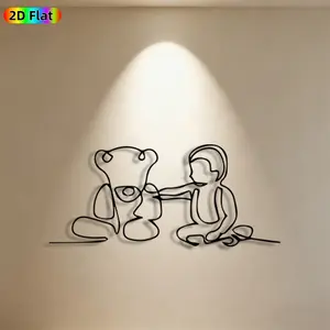 1pc Teddy Bear & Child Metal Wall Art,Teddy Bear & Child Statue Mural, Ideal Gift for New Year, Easter, Family Decor Enthusiasts,  Metal Wall Decor Wall Sculptures, Perfect for Nursery Wall & Garden Fence, Charming Home Accent for Family Enthusiasts