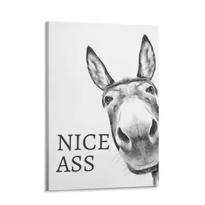 Funny Animal Bathroom Art Farmhouse Home Decor Sets Vintage Wall Art Signs with Donkey Design for Bathroom Artistic Elegance Solid Wood Textured Frame Waterproof Moisture Proof Design