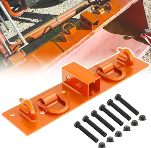 Nilight 3/8" Tractor Bucket Grab Hooks with 1/2" Tie Down Ring and 2" Receiver Grade 70 Forged Steel Bolt-On for John Deere Compact Tractor Bucket RV UTV Truck Max 4700LBS, Orange Open Pipes Parts Vehicle Tires Titanium Exhaust