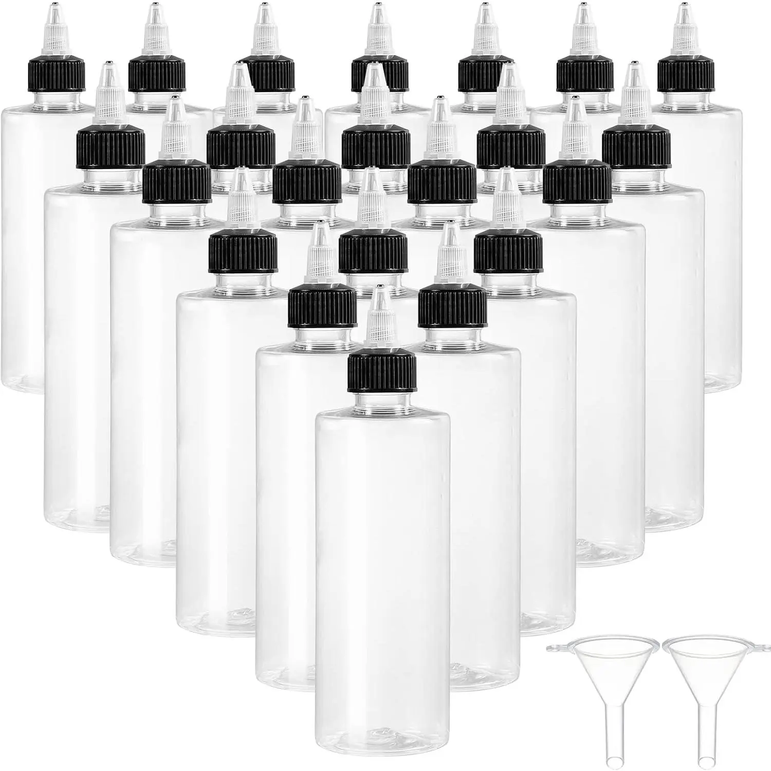 8oz Plastic Squeezing Bottles, Clear Oil Dispenser Dropper Bottle Applicator with Twist Top Cap and Leak-Proof Inner Gasket for Crafts, Art, Glue, Paint and More (8 OZ)